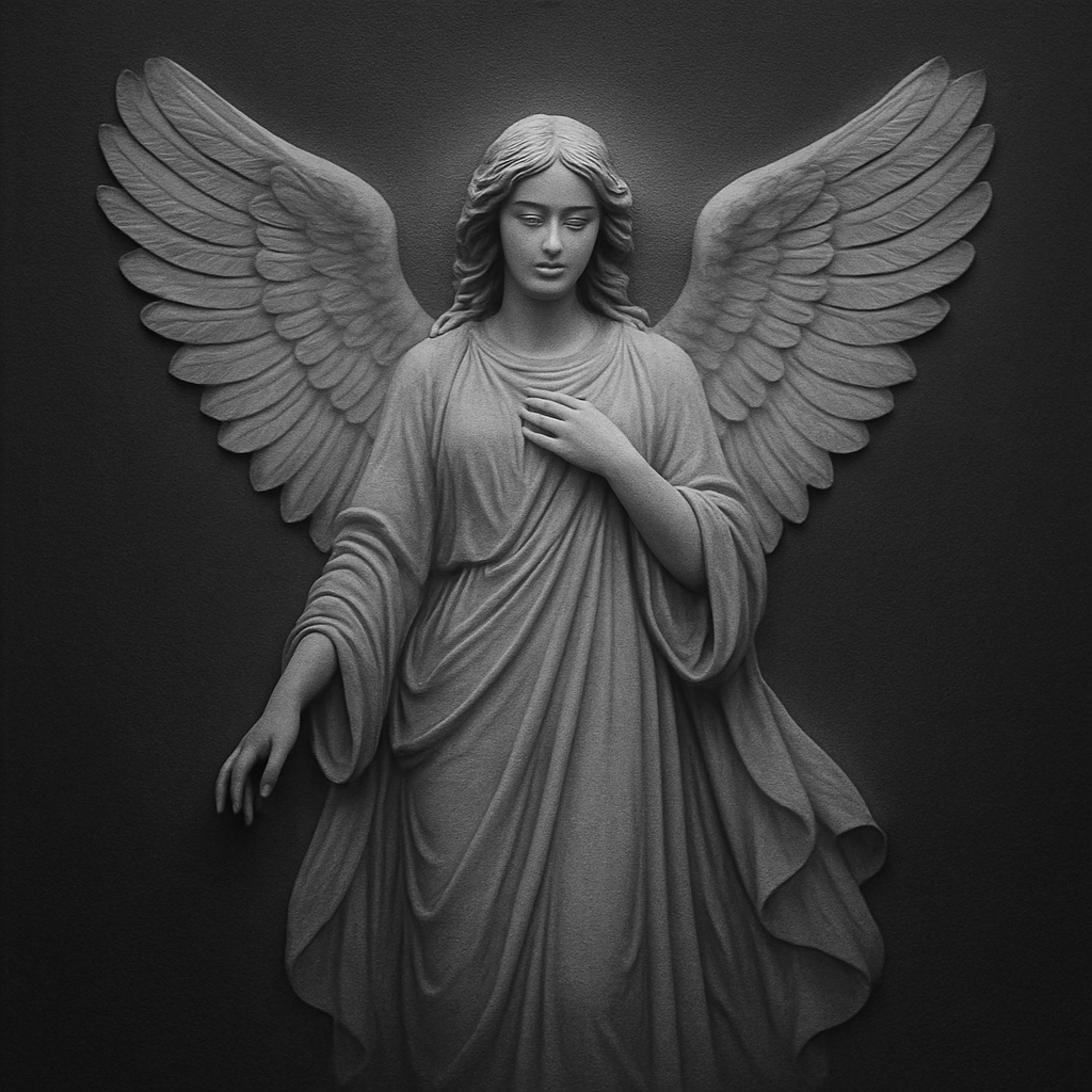 Guardian Angel — grayscale depth map for laser engraving