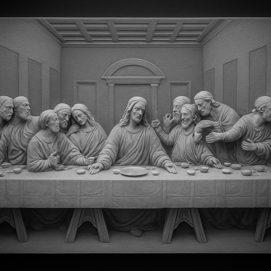 The Last Supper — grayscale depth map for laser engraving