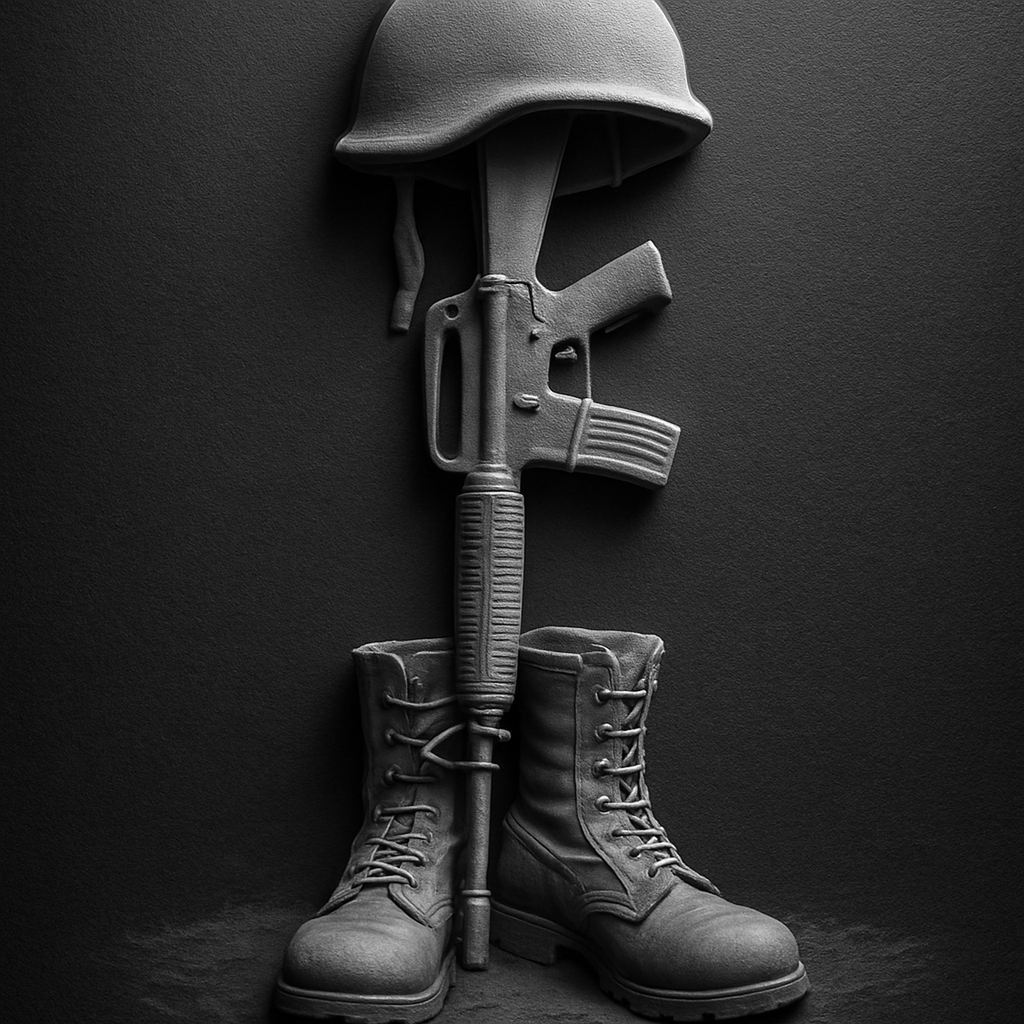 Fallen Soldier Memorial — grayscale depth map for laser engraving