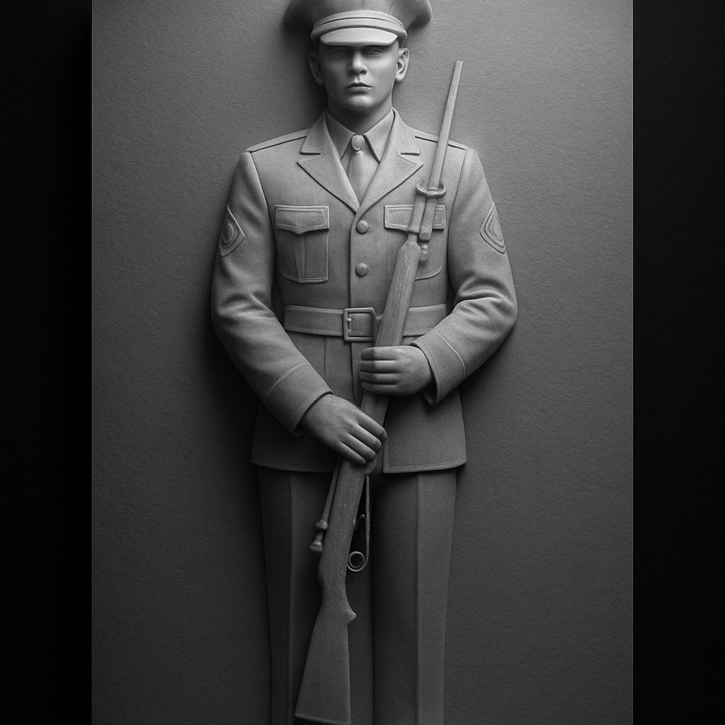 Honor Guard — grayscale depth map for laser engraving