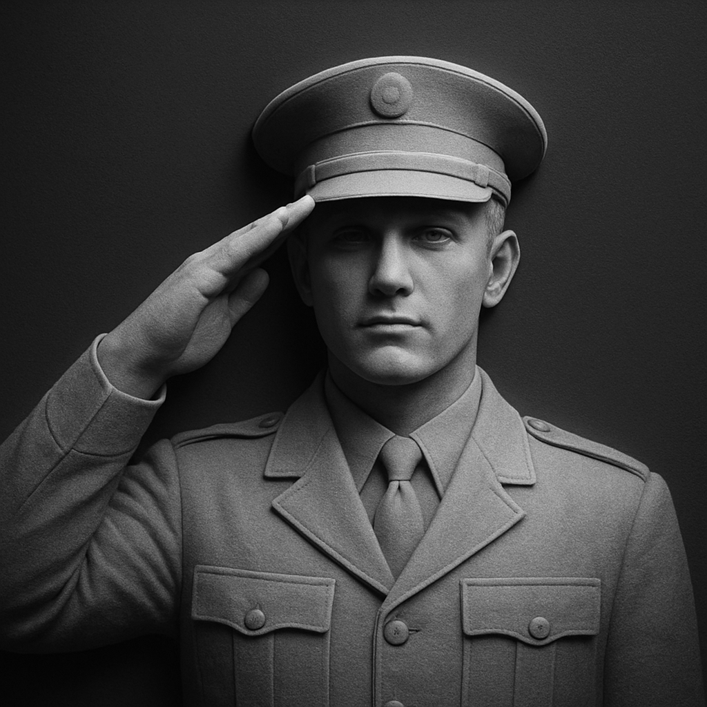 Soldier's Salute — grayscale depth map for laser engraving