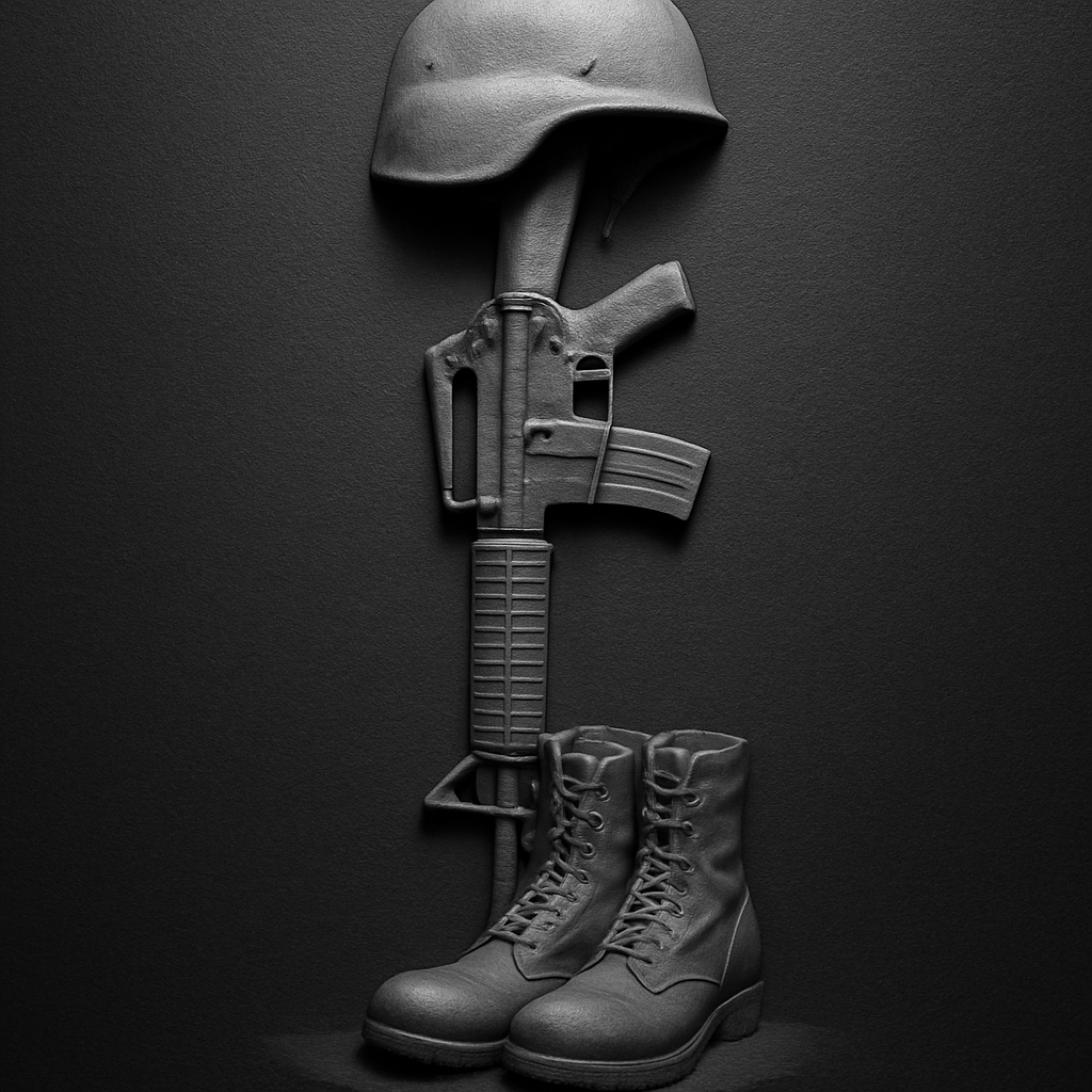 Battlefield Cross — grayscale depth map for laser engraving