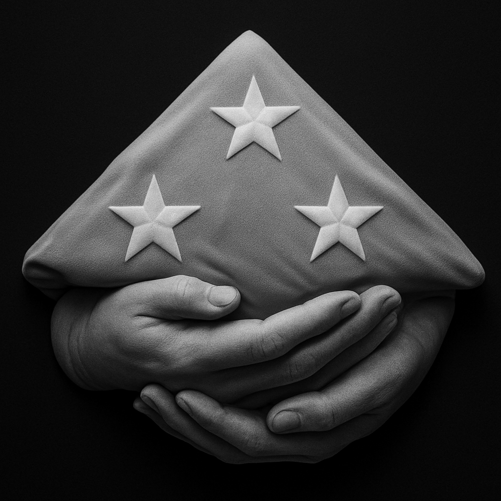 Folded Flag — grayscale depth map for laser engraving
