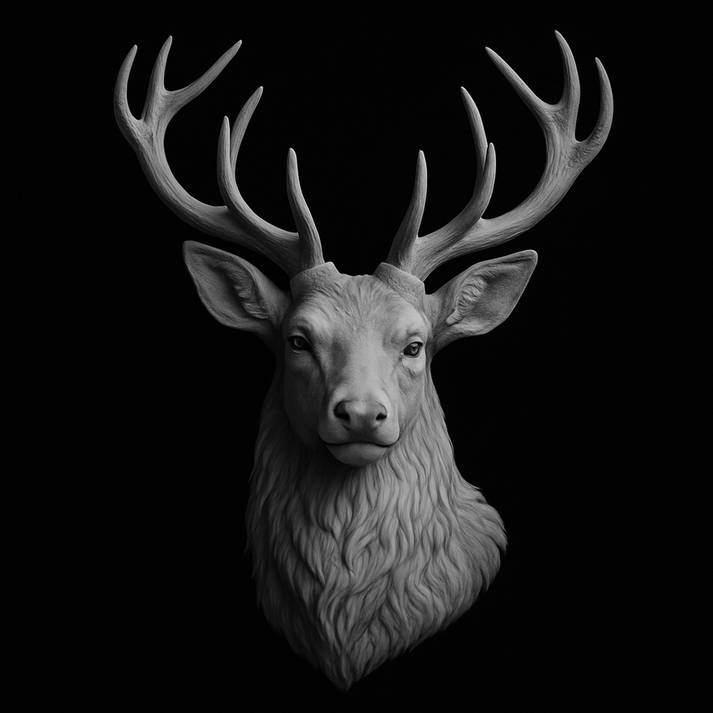 Deer Stag — grayscale depth map for laser engraving