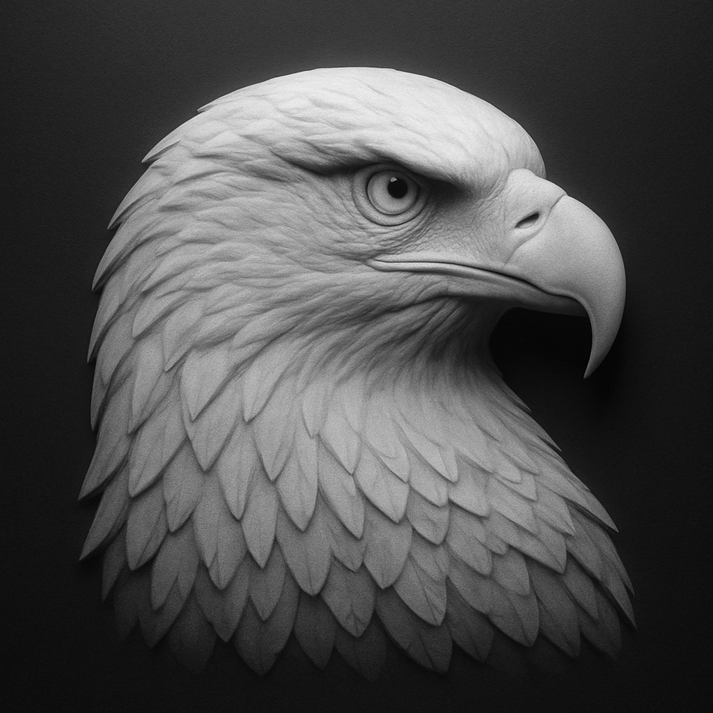 Bald Eagle — grayscale depth map for laser engraving