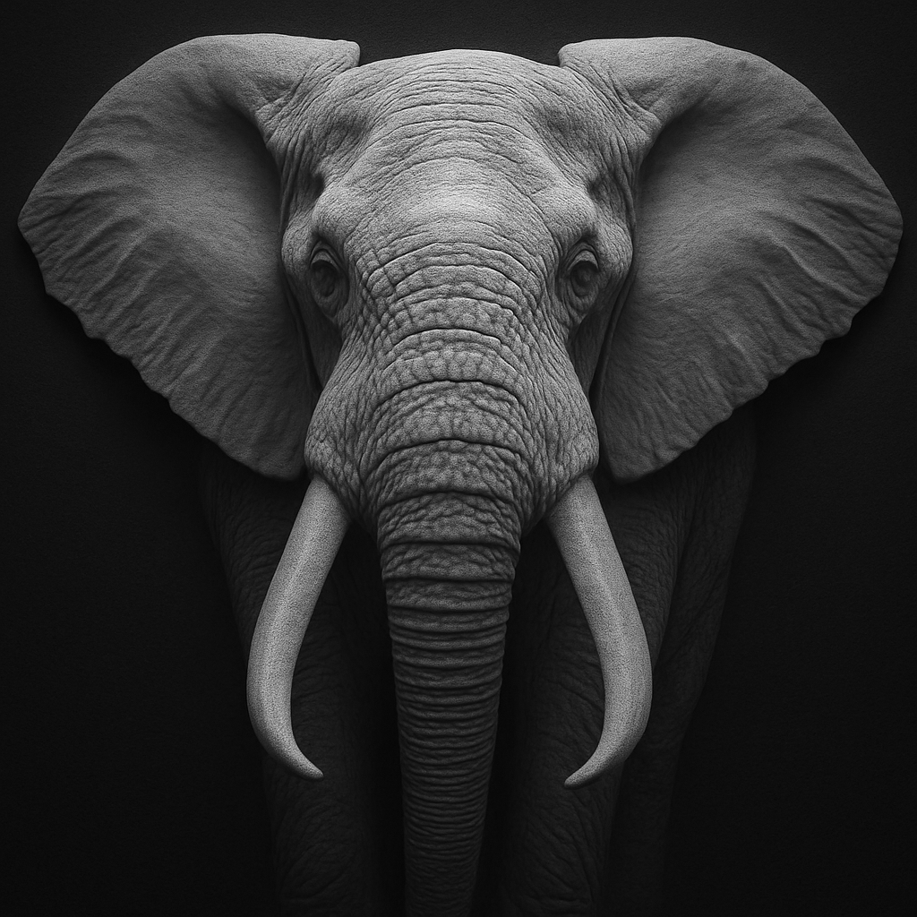African Elephant — grayscale depth map for laser engraving