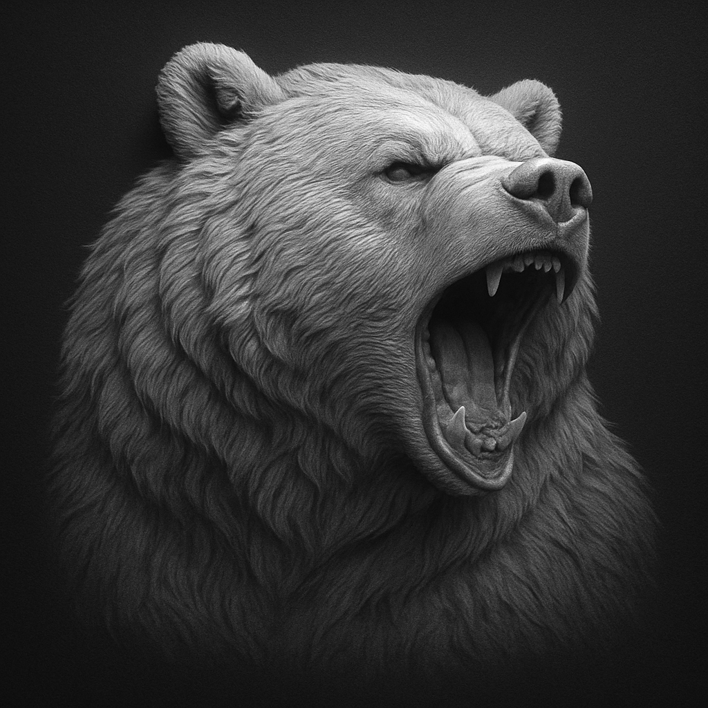 Roaring Grizzly — grayscale depth map for laser engraving
