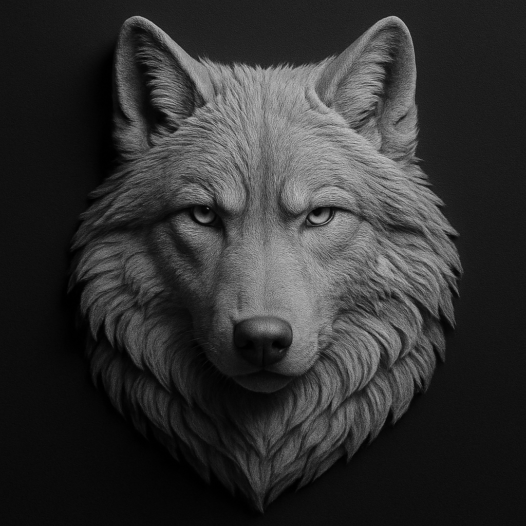 Gray Wolf — grayscale depth map for laser engraving