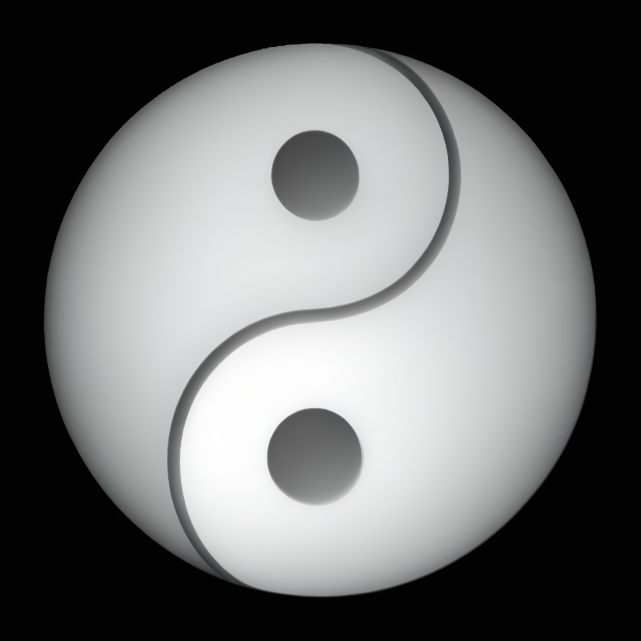 Yin Yang Coin Depth Map — grayscale depth map for laser engraving